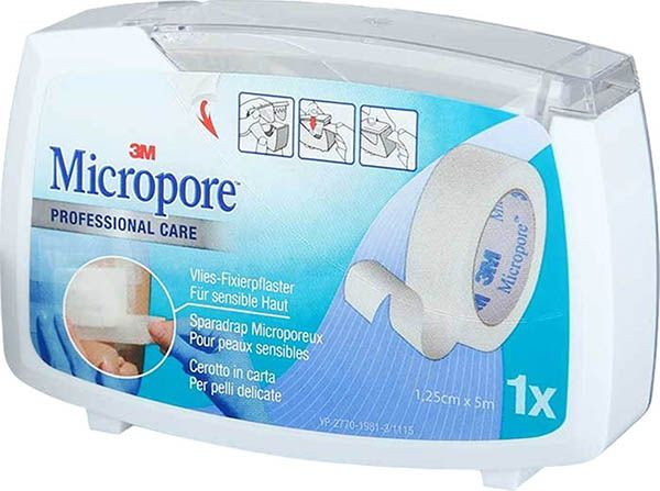 3M Micropore Vlies Heftpflaster mit Dispenser 12.5mmx5m weiss 3M Micropore Vlies Heftpflaster mit Dispenser 12.5mmx5m weiss