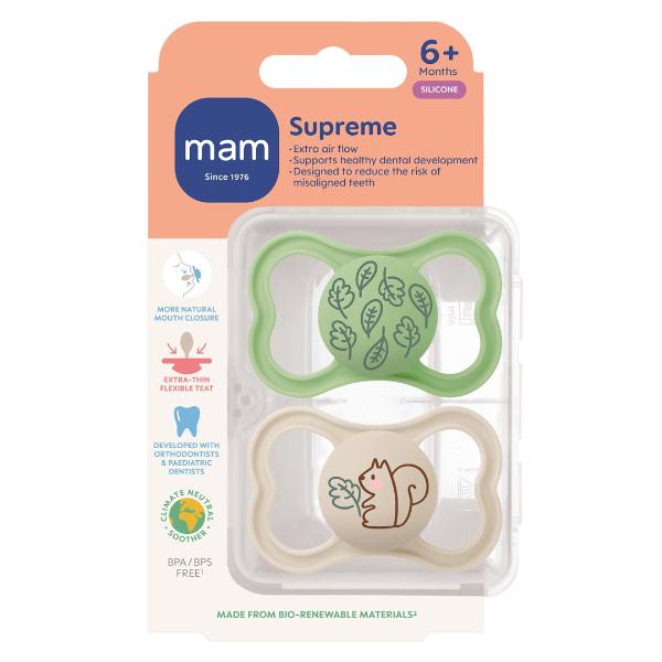 MAM Supreme Nuggi Silikon 6-16 Monate 2 Stück