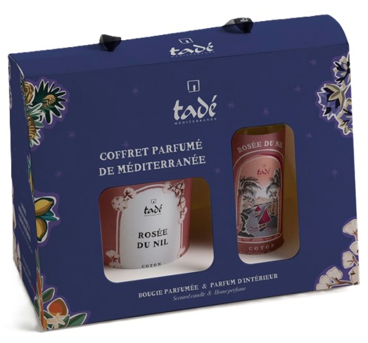 Tadé Geschenkset Rosée du Nil Kerzen + Spray Baumwolle