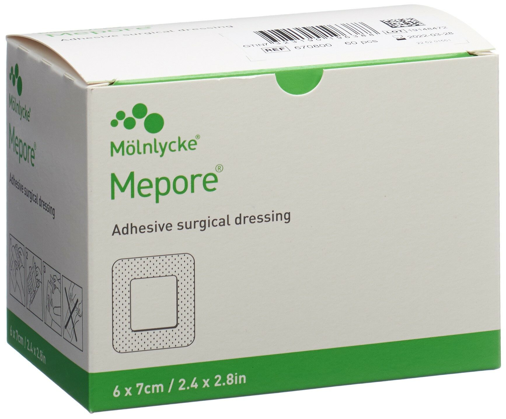 MEPORE Wundverband 7x6cm Wundkissen 4x3cm steril 60 Stück