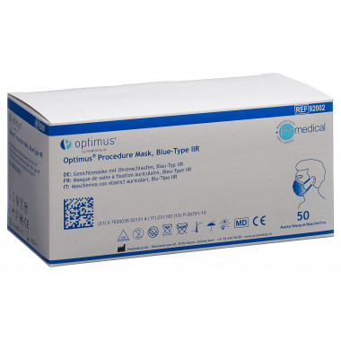 Promedical Hygienemaske Typ IIR mit Earloops blau unsteril 50 Stück