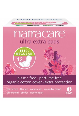Natracare Damenbinden mit Flügel ultra extra normal 12 Stück