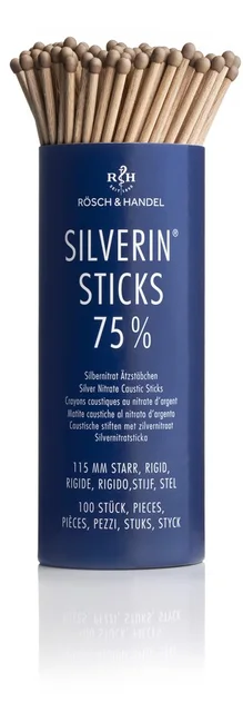 SILVERIN Silbernitrat Ätzstifte 75 % 115 mm steril 100 Stück