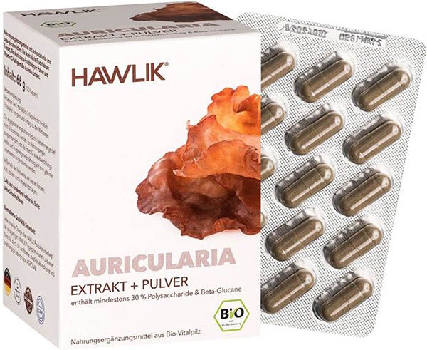 HAWLIK Auricularia Extrakt + Pulver Kaps 120 Stück