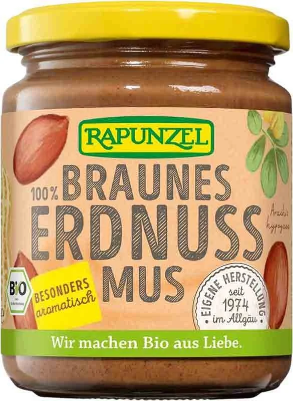 Rapunzel Braunes Erdnussmus Glas 250g
