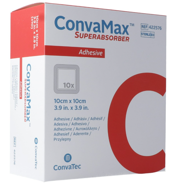 ConvaMax Superabsorber 10x10cm adhäsiv 10 Stück