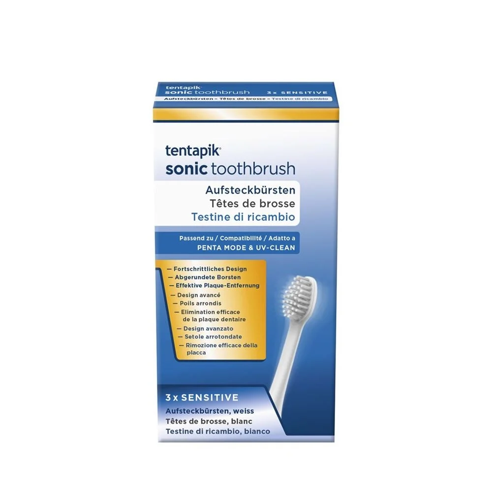 TENTAPIK Aufsteckbürsten sensitive white 3 Stück