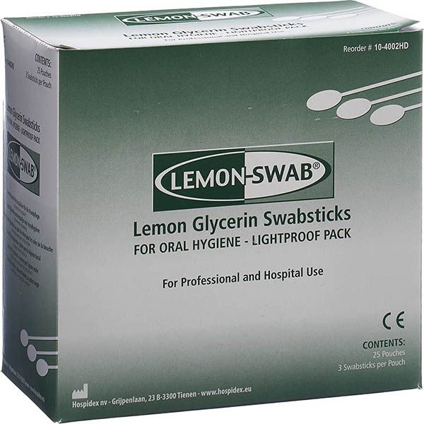 Lemon-Swab Glycerin Wattestäbchen Zitronen Geschmack 25 x 3 Stück