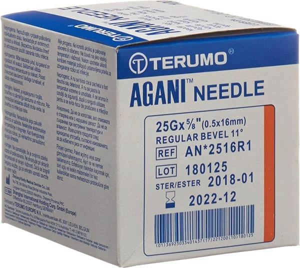 Terumo Sicherheits-Injektionskanülen Agani 25G 0.5x16mm Luer orange 100 Stück