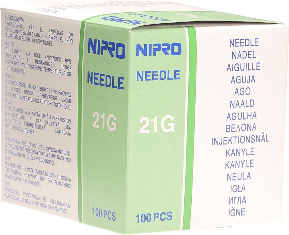Nipro Einmalkanül 0.8x50mm 21Gx 2 grün 100 Stück