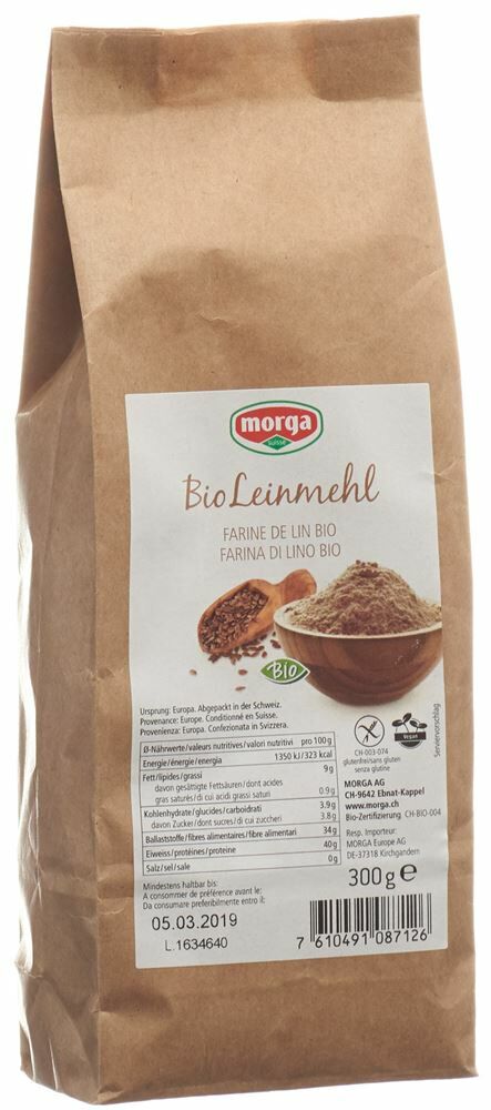 Morga Leinmehl Bio glutenfrei 300g Morga Leinmehl Bio glutenfrei 300g