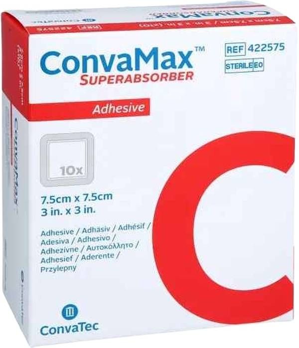 ConvaMax Superabsorber 7.5x7.5cm adhäsiv 10 Stück