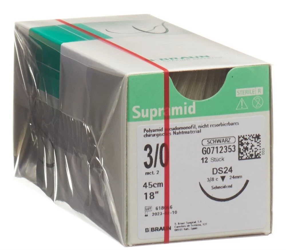 Supramid 45cm DS 24 3-0 schwarz 12 Stück