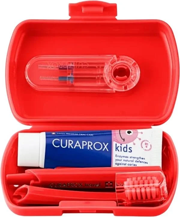 Curaprox kids Travel Set rot Box