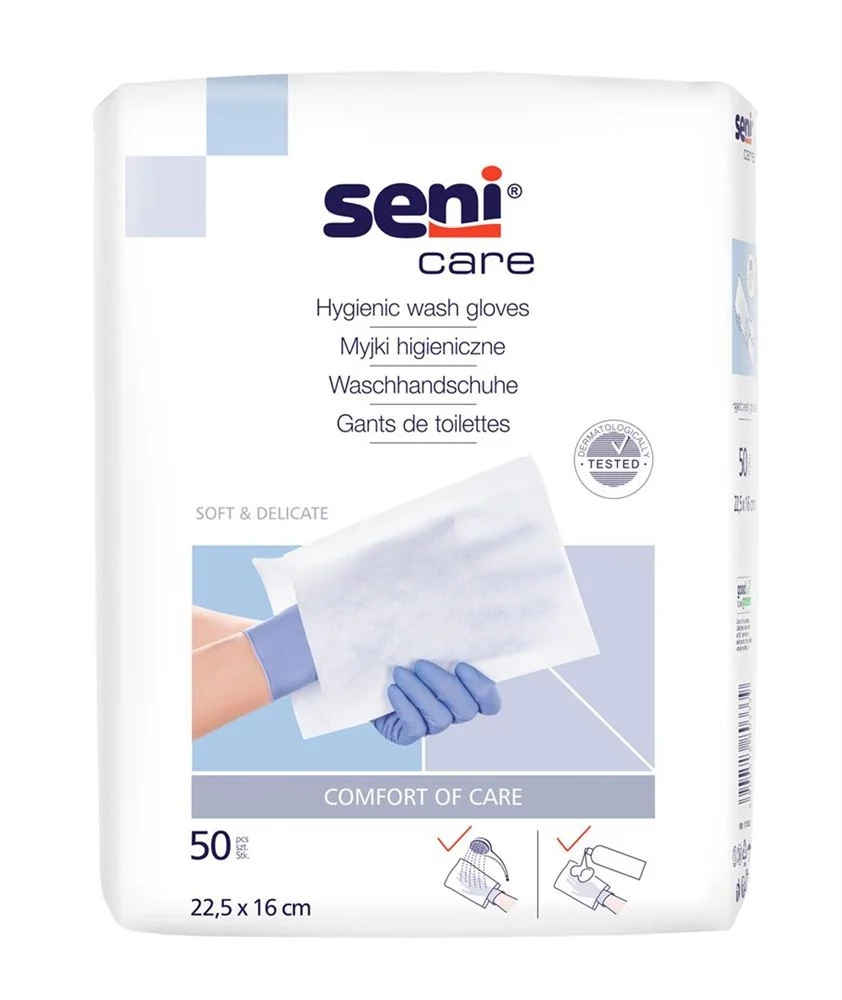 Seni Care Waschhandschuhe unfoliert 50 Stück