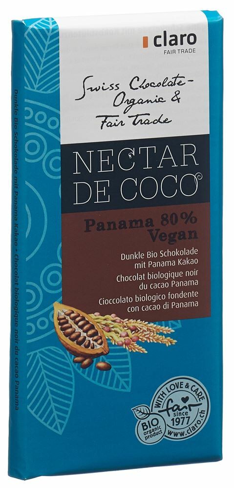 CLARO Nectar de Coco Panama 80% Tafel Bio 100g