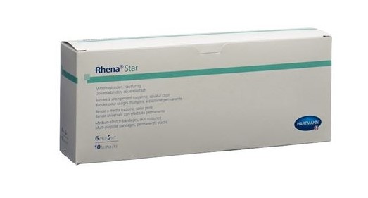 Rhena Star Elastische Binde 6cmx5m hautfarbig offen 10 Stück