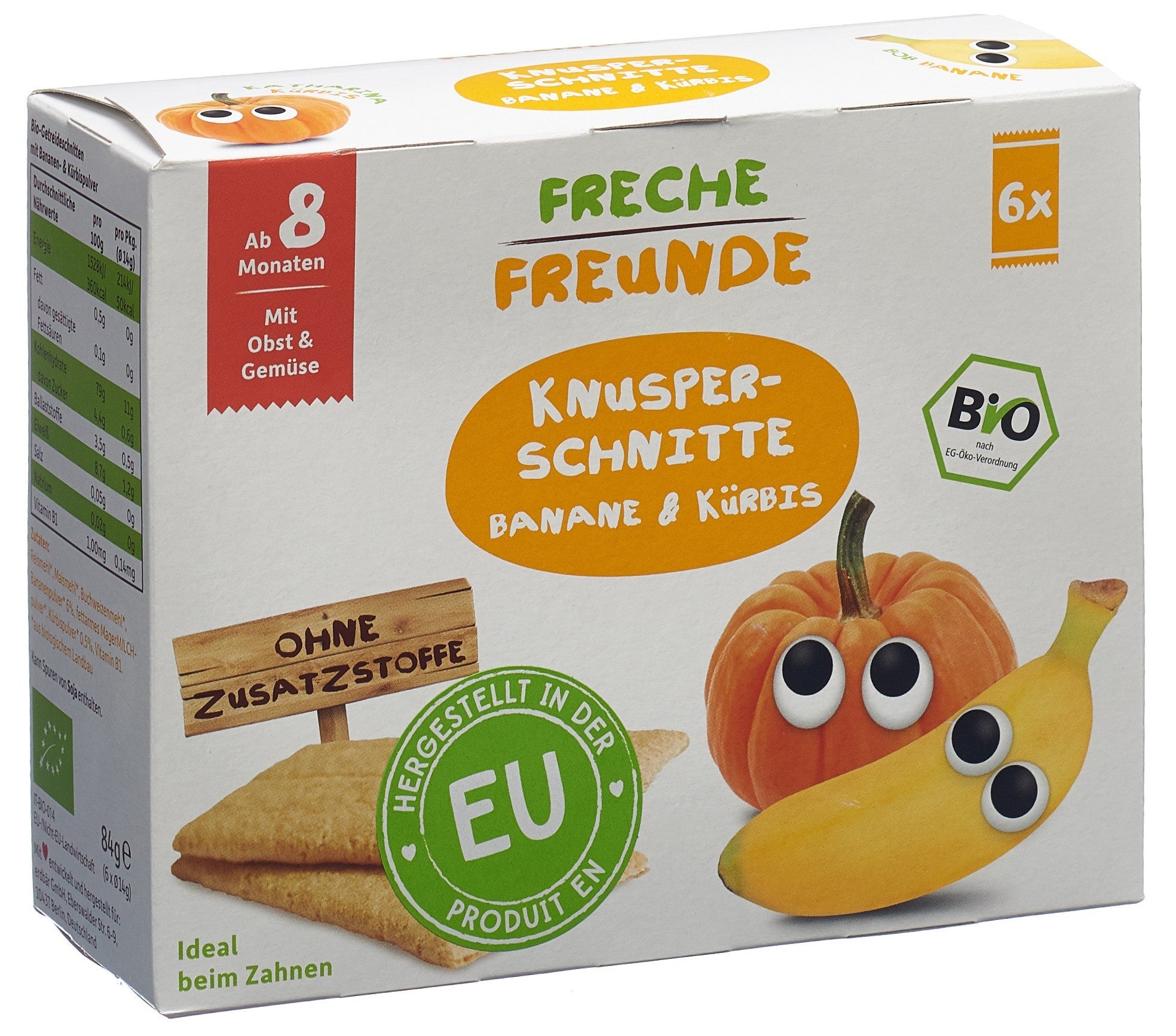 Freche Freunde Knusper-Schnitte Banane & Kürbis 84g
