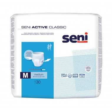 Seni Active Classic Einweghosen M atmungsaktiv Hüftumfang 80-110cm 5.5 Tropfen 3 Btl 30 Stück