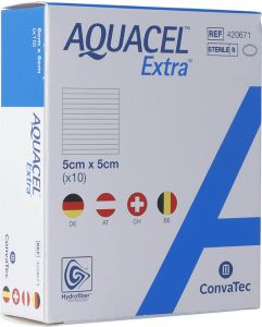 AQUACEL Extra Hydrofiber Verband 5x5cm 10 Stück