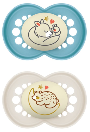 MAM Night Nuggi 6-16 Monate blue/white 2 Stück