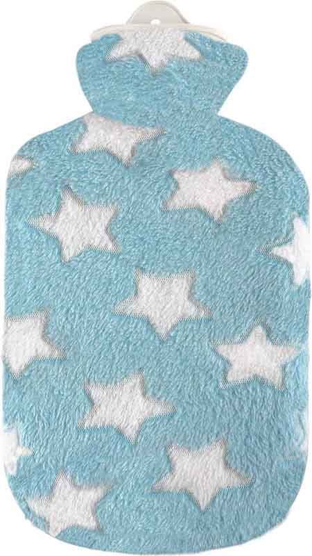 SÖNGER Wärmflasche Plüschbezug 2l Sterne blau