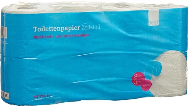FUNNY WC Papier Zellstoff 3 lagig 150 Blatt Rolle 8