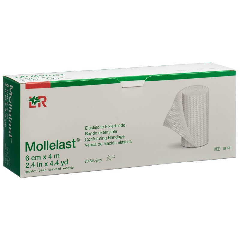 Mollelast Elastische Fixierbinde 6cmx4m weiss 20 Stück