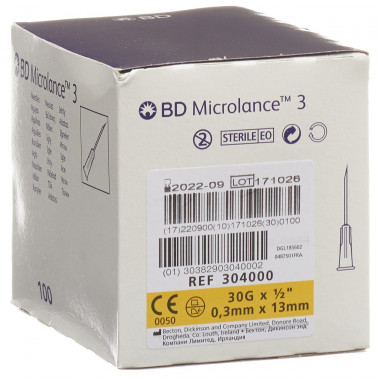 BD Microlance 3 Injektion Kanüle 0.30x13mm gelb 100 Stück