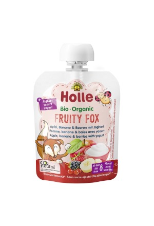 Holle Fruity Fox Apfel Banane & Beeren mit Joghurt Btl 85g Holle Fruity Fox Apfel Banane & Beeren mit Joghurt Btl 85g