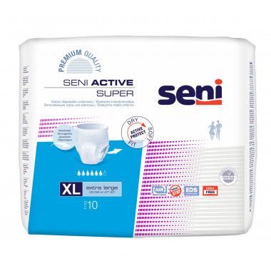 Seni Active Super Pants Einweghosen XL atmungsaktiv Hüftumfang 120-160cm 6 Tropfen 6 x 10 Stück