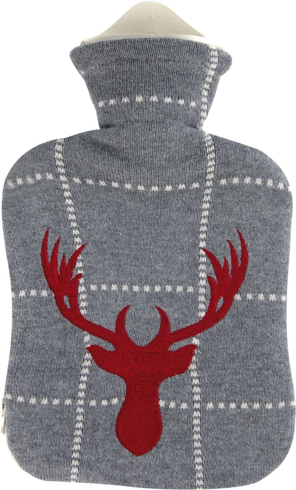 SAENGER Wärmflasche Naturkautschuk Strickbezug 2 l Rentier