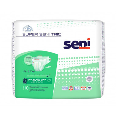 Super Seni Trio Windelhosen M atmungsaktiv Hüftumfang 75-110cm 8 Tropfen 10 Stück