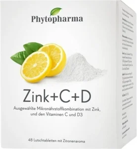 PHYTOPHARMA Zink + C + D Lutschtabl Btl 48 Stück