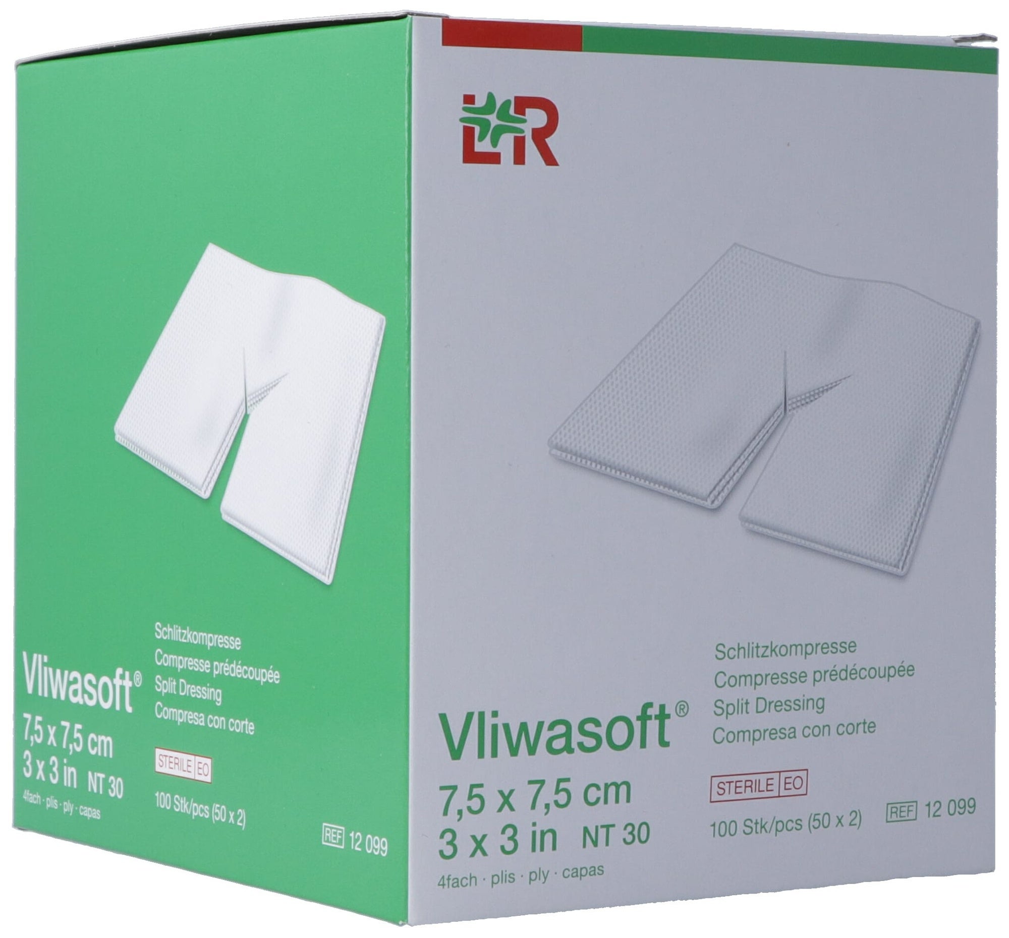 Vliwasoft Schlitzkompressen mit Y-Einschnitt 7.5x7.5cm steril 50 x 2 Stück