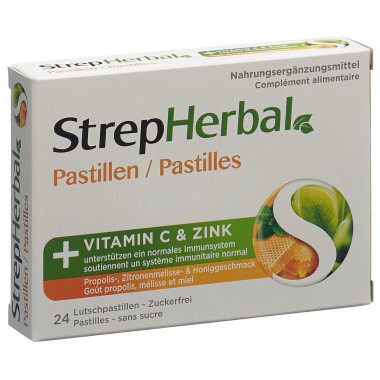 StrepHerbal Pastillen Propolis Zitronenmelisse Honiggeschmack 24 Stück