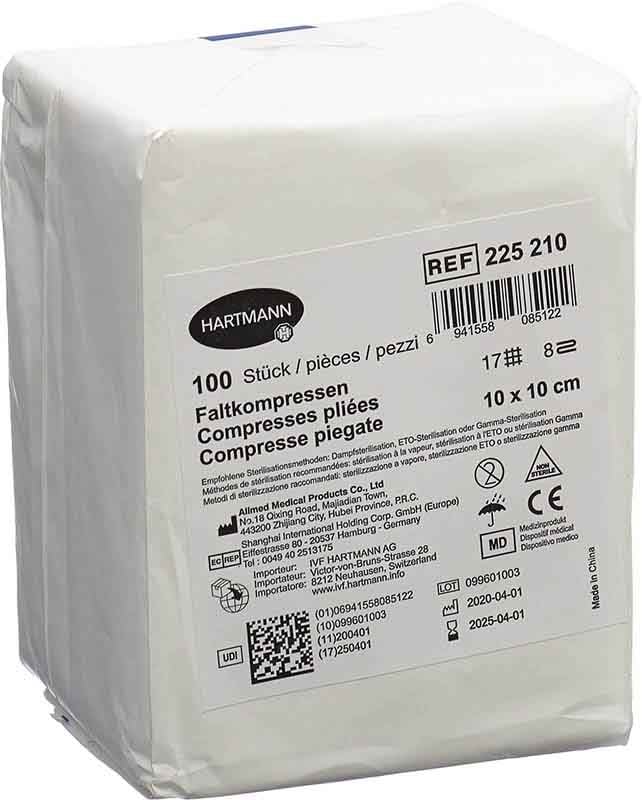 IVF Faltkompresse Watte T17 10x10cm 8f 100 Stück