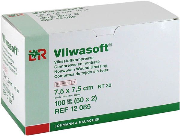 Vliwasoft Vliesstoffkompressen 7.5x7.5cm 4-lagig Btl 100 Stück