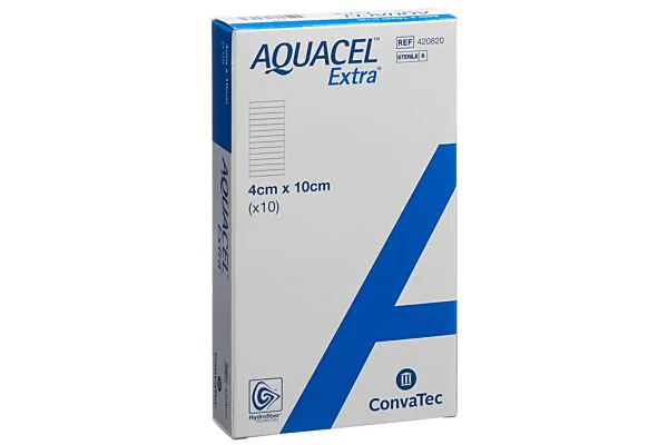 AQUACEL EXTRA Hydrofiber Verband 4x10cm 10 Stück
