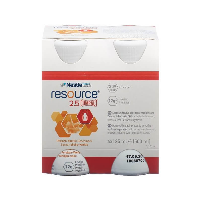 Resource 2.5 Compact Pfirsich-Vanille 4 x 125ml Resource 2.5 Compact Pfirsich-Vanille 4 x 125ml