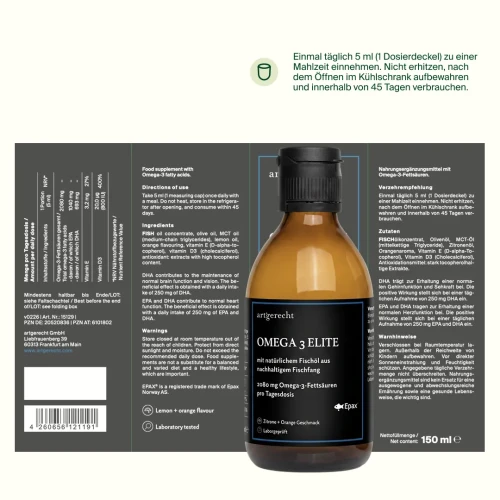 Omega 3 Elite Fischöl flüssig 2.000mg 150ml
