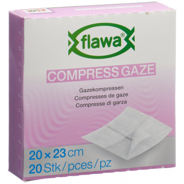 Flawa Gazekompressen geschnitten 20x23cm keimreduzierend behandelt 20 Stück