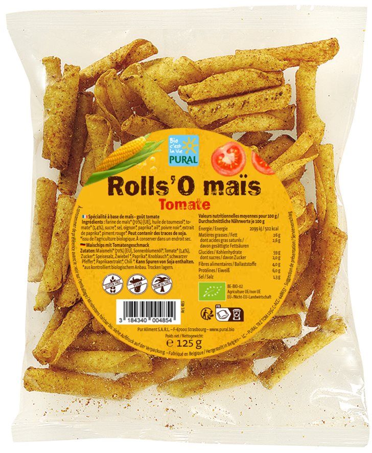 Pural Mais Rolls Chips Tomate Btl 125g Pural Mais Rolls Chips Tomate Btl 125g