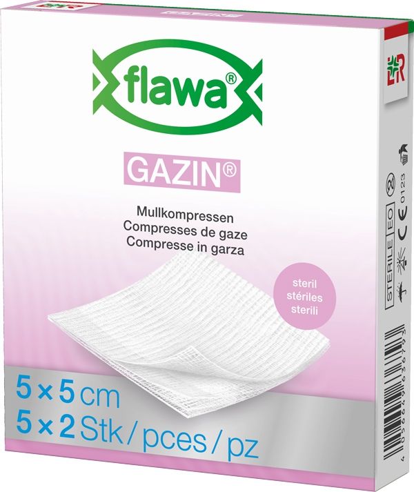 Flawa Gazin Mullkompressen 5x5cm steril 5 x 2 Stück