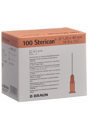 Sterican Nadel 18G 1.20x40mm Kurzschliff rosa 100 Stück Sterican Nadel 18G 1.20x40mm Kurzschliff rosa 100 Stück