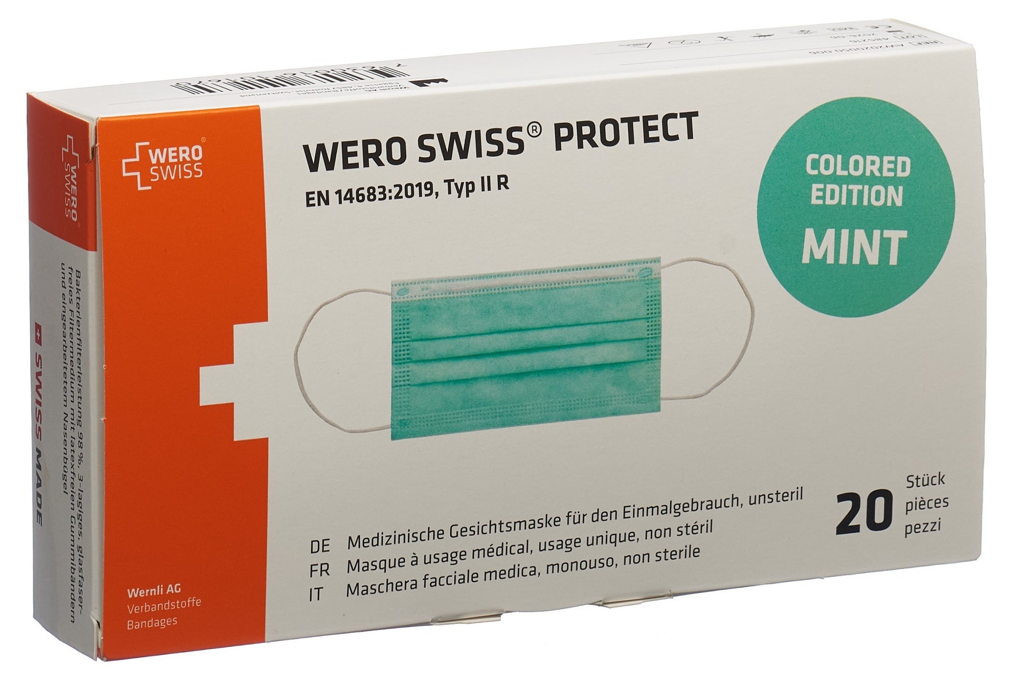 WERO SWISS Protect Maske Typ IIR mint Box 20 Stück