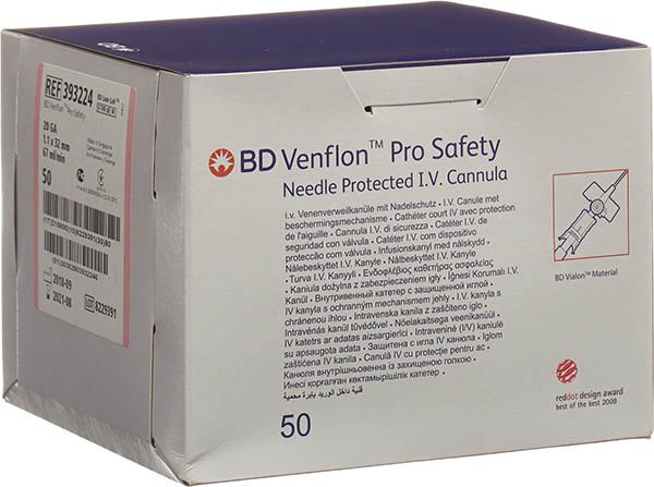BD VENFLON Pro Safety 20G 1.1x32mm rosa 50 Stück