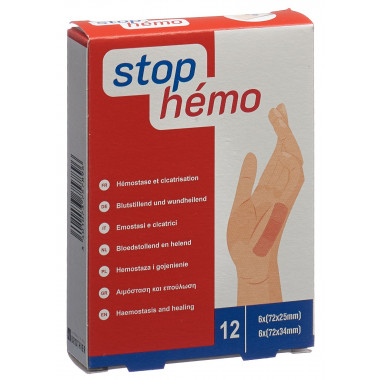 Stop Hémo Pflaster hämostatisch steril assortiert einzeln verpackt 12 Stück Stop Hémo Pflaster hämostatisch steril assortiert einzeln verpackt 12 Stück