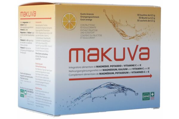 Makuva Orangengeschmack mit Magnesium Kalium und Vitamin C und E 30x 6.5g Makuva Orangengeschmack mit Magnesium Kalium und Vitamin C und E 30x 6.5g