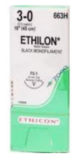 ETHILON 45cm schwarz 4-0 FS-1 36 Stück